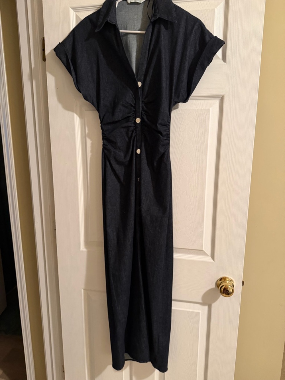 Zara Dark Blue Maxi Dress with Button Front